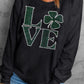 LOVE Rhinestone Clover Round Neck Sweatshirt