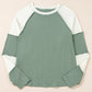 Color Block Round Neck Raglan Sleeve Top