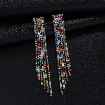 Temperament Retro Jewelry Fashion Rhinestone Exquisite Diamond Tassel Earrings