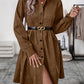 Ruched Button Up Long Sleeve Dress