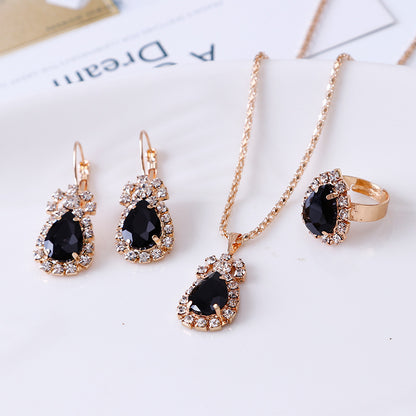 European And American Jewelry Pendant Earrings Ring Set