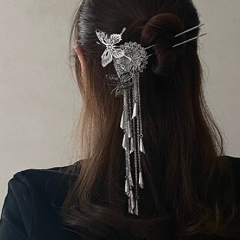 Antique Hairpin Silver Tassel Headdress Jewelry