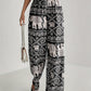 Printed Wide Leg Elastic Waist Pants