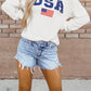 US Flag Corded Long Sleeve Sweatshirt