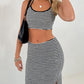 Perfee Striped Halter Neck Top and Slit Skirt Set