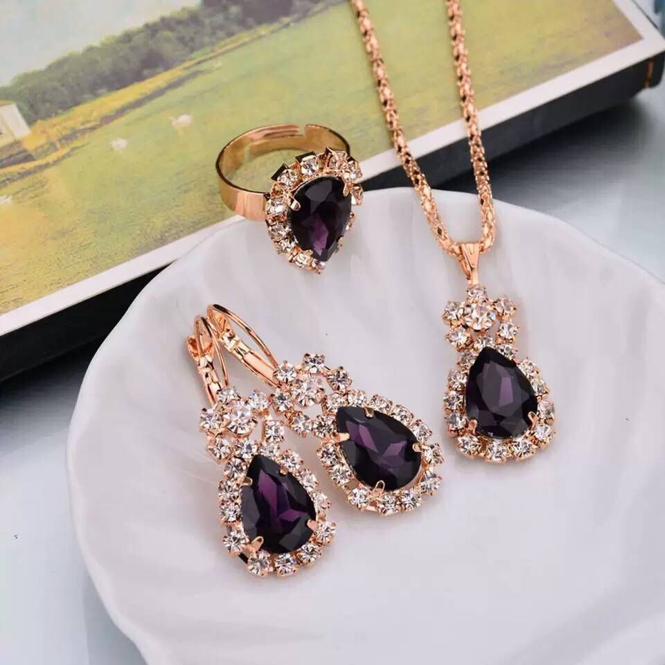 European And American Jewelry Pendant Earrings Ring Set