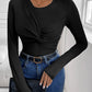 Perfee Twisted Round Neck Long Sleeve Bodysuit