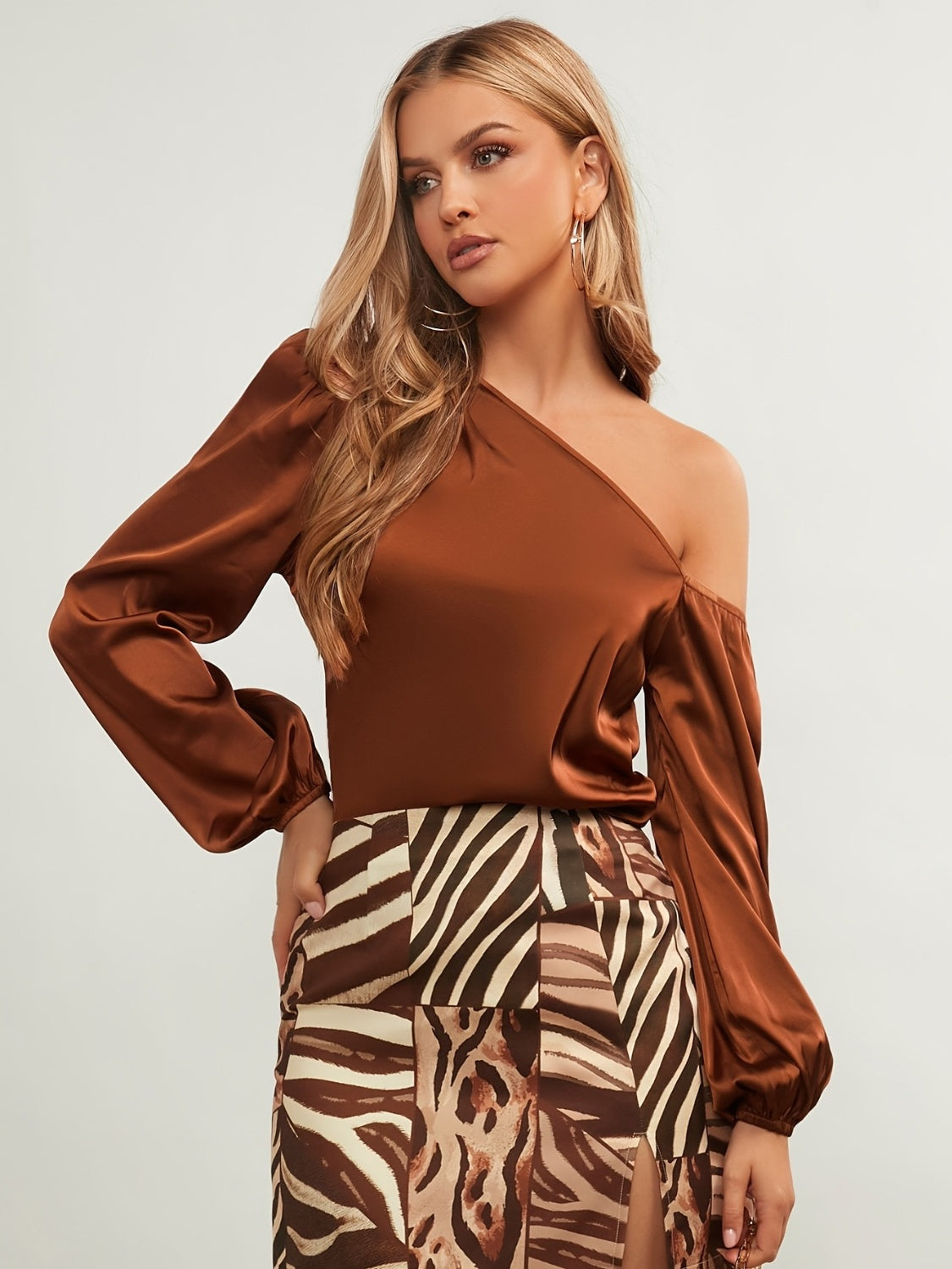 One Shoulder Long Sleeve Blouse