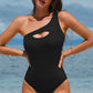 Cutout One Shoulder Sleeveless One-Piece Swimwear