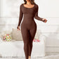 Scoop Neck Long Sleeve Active Jumpsuit