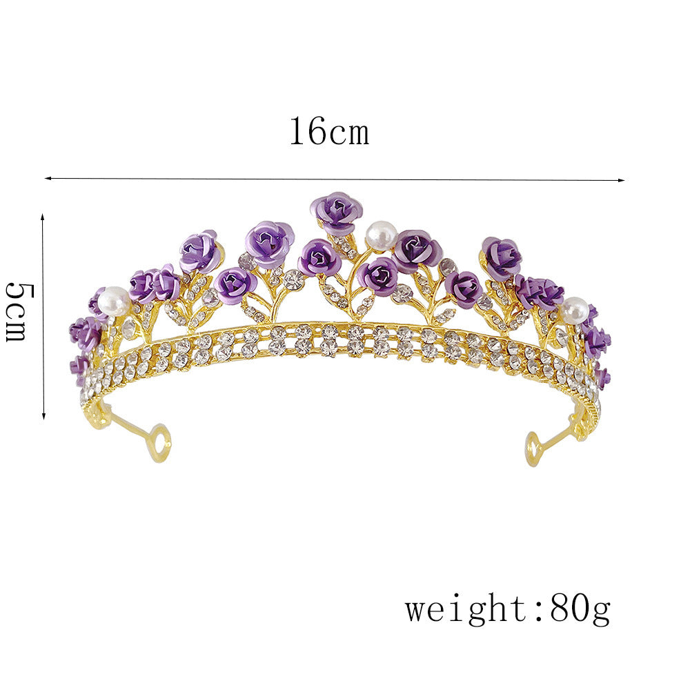 Purple Rose Crystal Jewelry Crown