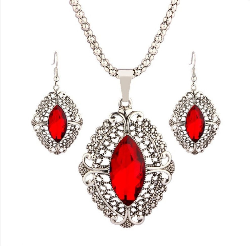 Zinc-alloy geometric crystal wedding bridal jewelry set