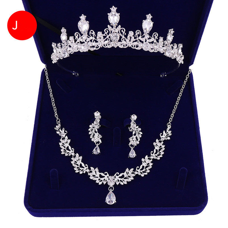 Bridal Headwear Crown Pearl Wedding Necklace Earrings Jewelry Set