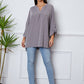 Notched Roll-Tab Sleeve Blouse