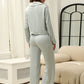 Collared Neck Long Sleeve Top and Pants Lounge Set