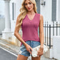 Ribbed Solid Color V-Neck Tank