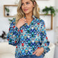 Double Take Full Size Printed Balloon Sleeve Blouse