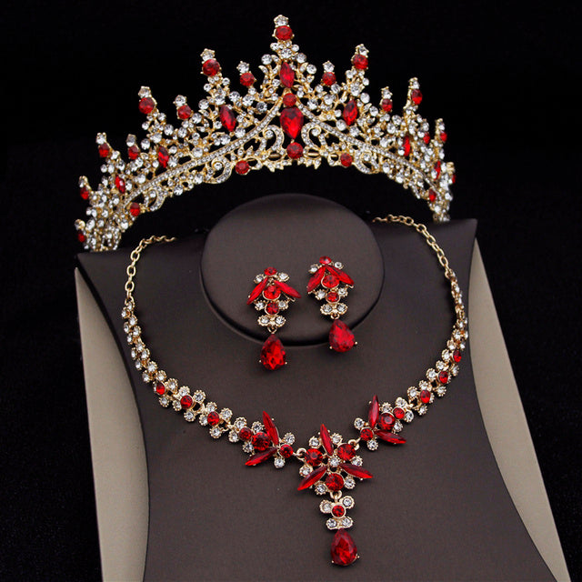 Royal Queen Bridal Jewelry Sets For Women Luxury Tiaras Crow