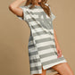 Umgee Peace Applique Striped Short Sleeve Mini Dress