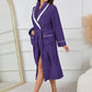 Contrast Trim Tie Waist Lounge Nightgown with Pockets