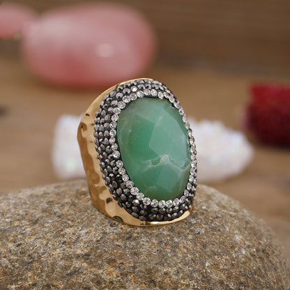 Women Rhinestone Natural Turquoise Ring Jewelry