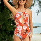 Printed Spaghetti Strap One-Piece Swimwear