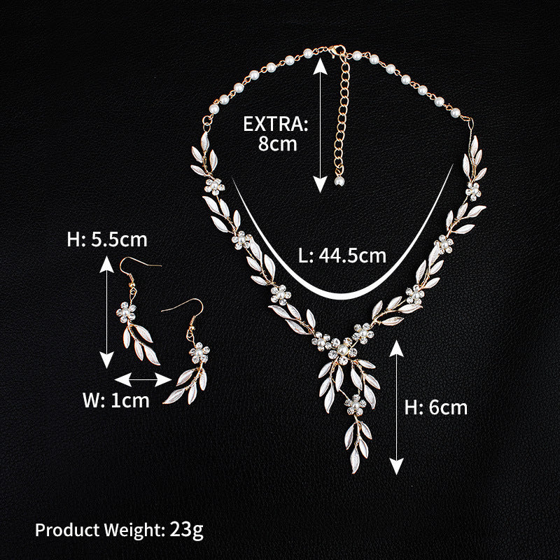 Earrings necklace bridal jewelry three-piece alloy plating European and American bride set jewelry set