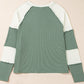 Color Block Round Neck Raglan Sleeve Top