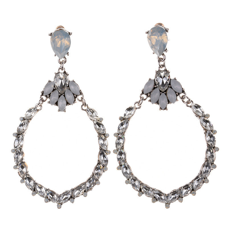 Fashionable Temperament Exaggerated Rhinestone Earrings Jewelry