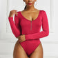 Half Zip Scoop Neck Long Sleeve Bodysuit