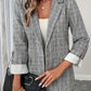 Single-Breasted Lapel Collar Plaid Blazer