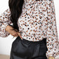 Printed Mock Neck Balloon Sleeve Blouse