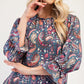 Celeste Full Size Ruffle Hem Paisley Round Neck Dress