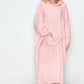 Double Take Full Size Pocketed Hooded Midi Lounge Dress