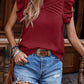 Ruffled Frill Mock Neck Cap Sleeve Blouse