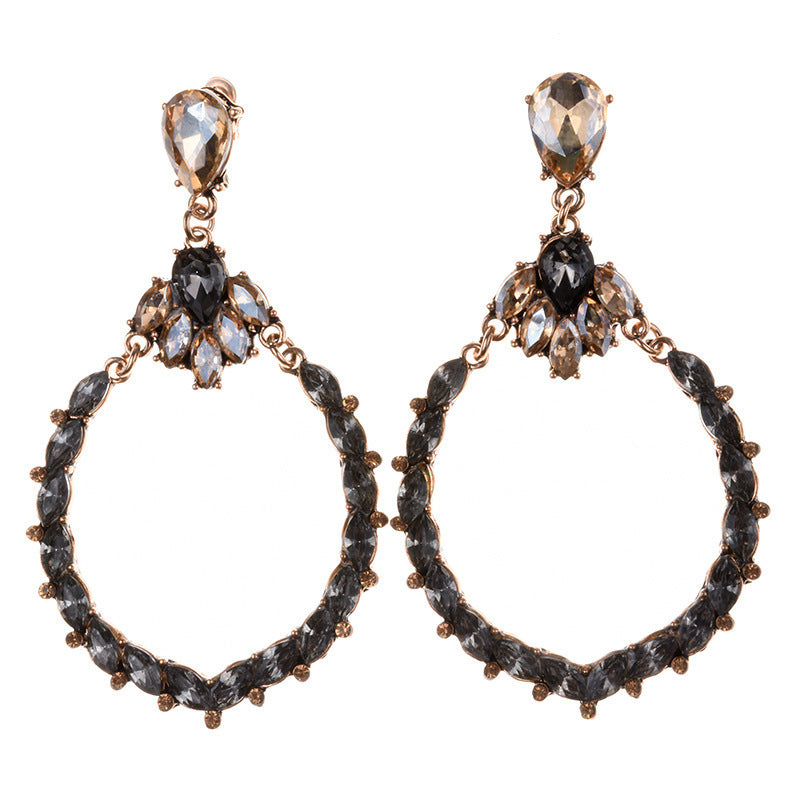 Fashionable Temperament Exaggerated Rhinestone Earrings Jewelry