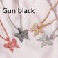 Explosive Rhinestone Butterfly Pendant Necklace Hip-hop Jewelry Tennis Choker Cuban Butterfly Necklace