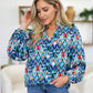 Double Take Full Size Printed Balloon Sleeve Blouse