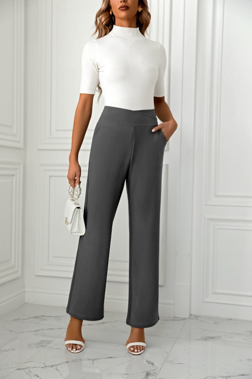 High Waist Straight Leg Pants