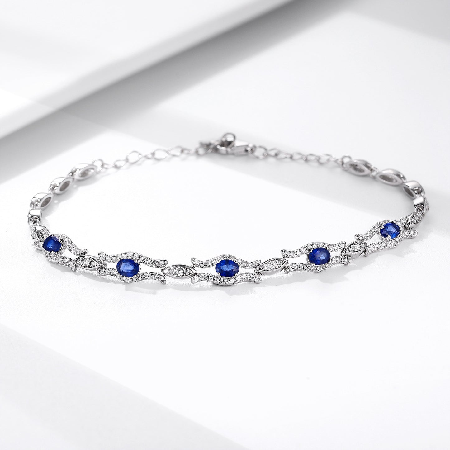 Natural Sapphire Bracelet Women's S925 Silver Set Gem Jewelry Premium Original Design Jewelry