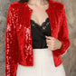 Full Size Sequin Open Front Cropped Jacket