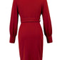 Slit V-Neck Long Sleeve Knee Length Dress