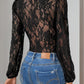 Perfee Tied Lace Long Sleeve Bodysuit