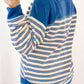 Striped Johnny Collar Long Sleeve Sweatshirt