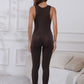 Half Zip Wide Strap Active Jumpsuit