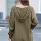 Exposed Seam V-Neck Drawstring Hoodie