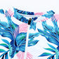 Printed Notched Half Sleeve One-Piece Swimwear