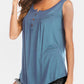 Curved Hem Ruched Notched Tank