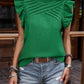 Ruffled Frill Mock Neck Cap Sleeve Blouse