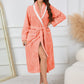 Contrast Trim Tie Waist Lounge Nightgown with Pockets